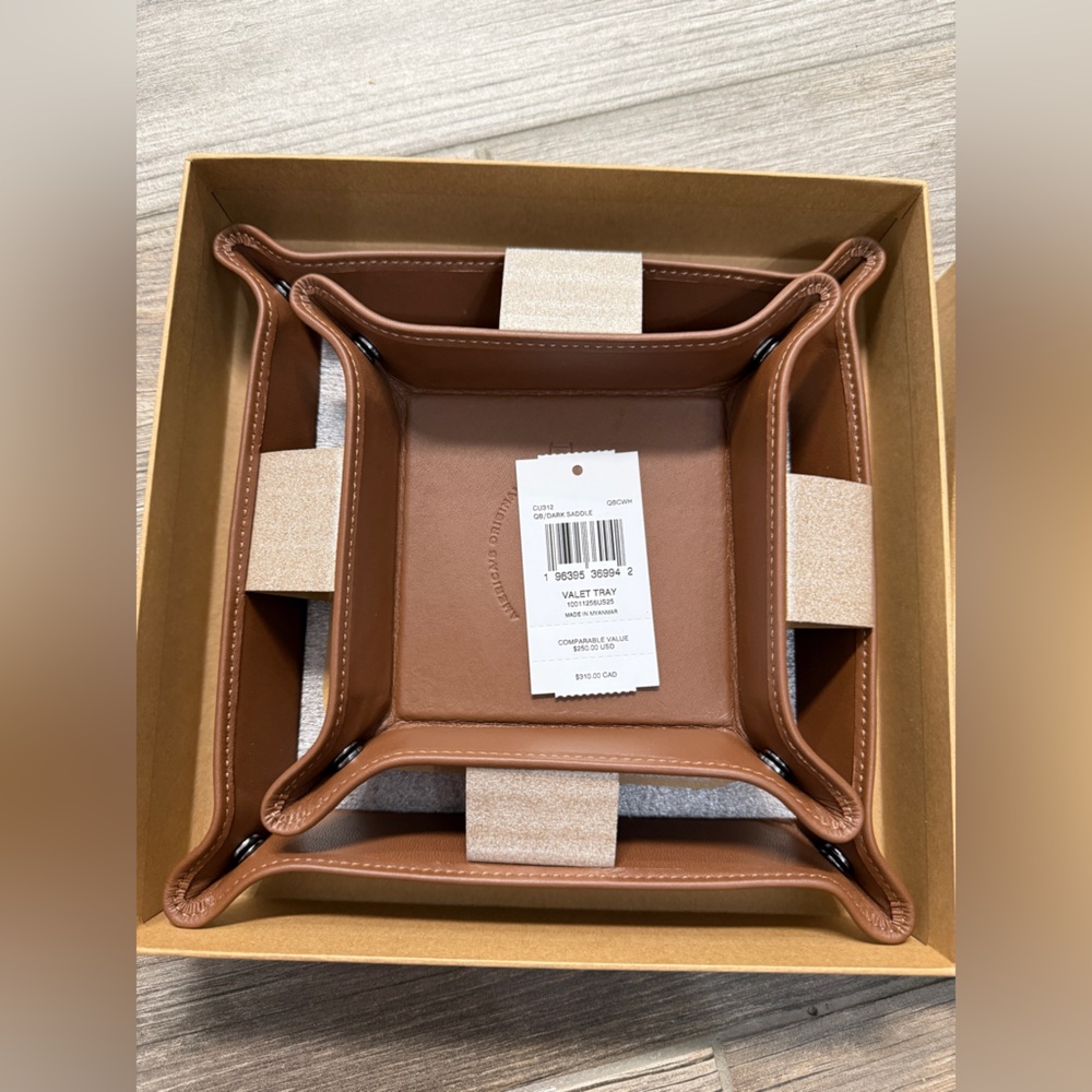 Coach New with Box Set Saddle Brown Leather Valet Trays - Picture 2 of 16